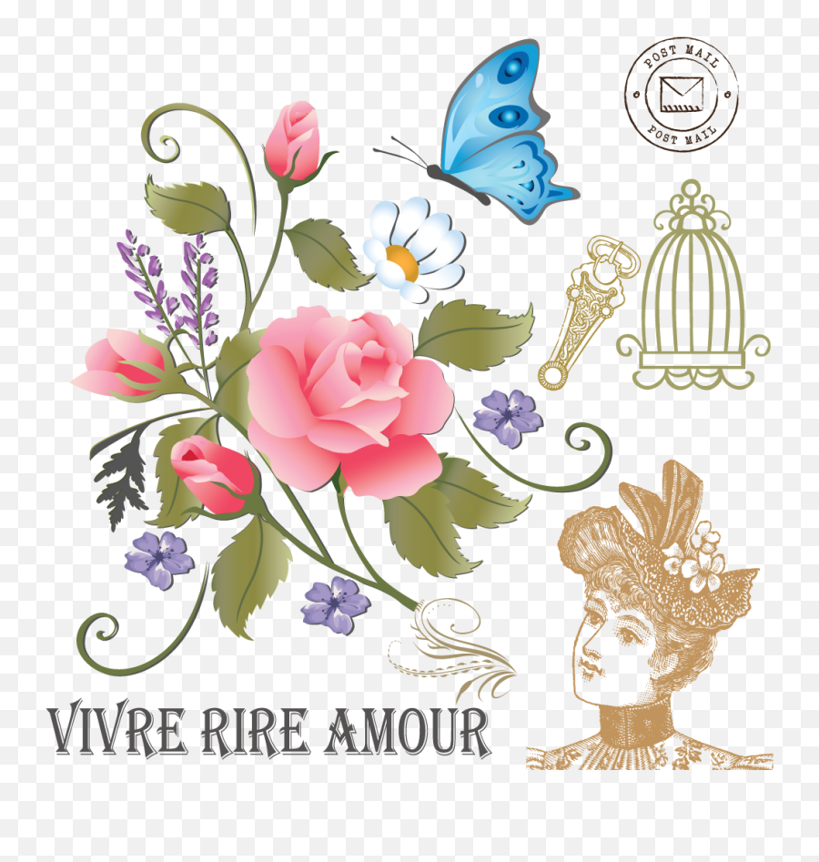 Download Vintage Roses And Butterflies Is A Downloadable - Lunar Sea Boys Over Flowers Png,Vintage Roses Png