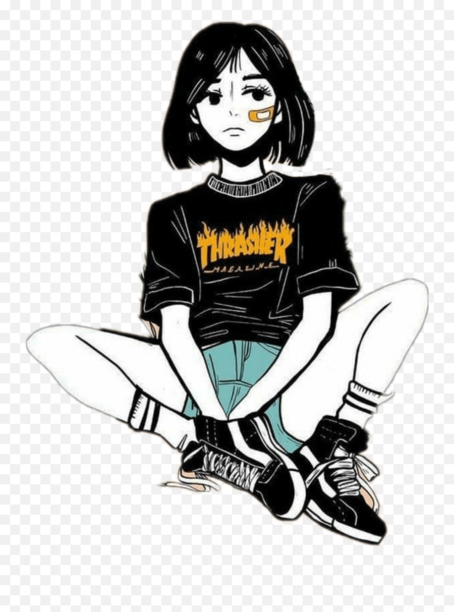 Aesthetic Tumblr Girl Drawings - 2021 Girl Aesthetic Korean Lofi Png,Aesthetic Anime Icon Tumblr