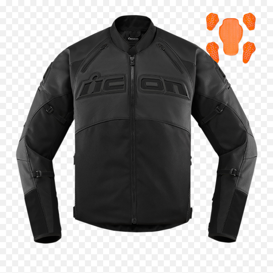 New Icon Contra 2 Leather Jacket - Blouson En Cuir Contrat2 Stealth Noir Haute Visibilite De Icon Png,Icon Pdx Waterproof Gloves