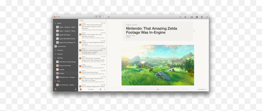 Reeder 2 For Mac Review Consume Rss With Speed Style - Grassland Png,Zelda Folder Icon