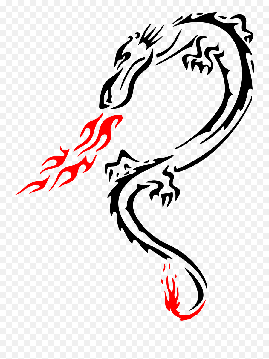 Tribal Dragon Png - Dragon Stencil Tattoo Line Art Dövme Dragon Fire Logo Png,Skyrim Dragon Icon