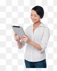 Woman Holding Ipad Png Image - PurePNG Free transparent