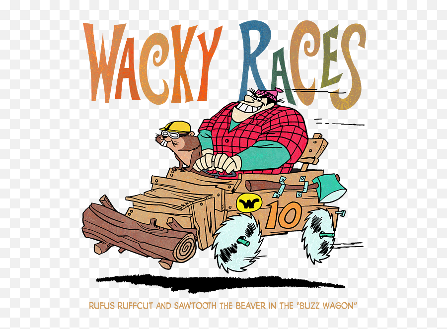 60s Wacky Races Cartoon Rufus Ruffcut And Sawtooth The Beaver In Buzz Wagon Greeting Card Png Icon Pack