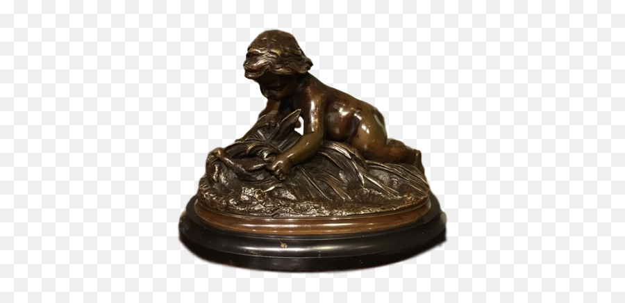 A Charming French Bronze Group Depicting Cherub - Statue Png,Cherub Png