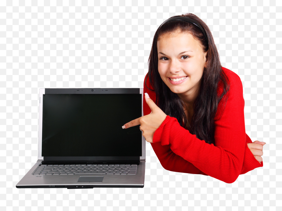 Young Girl With Laptop Transparent Png - Lady With Laptop Png,Laptop Png Transparent