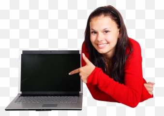 Young Girl With Laptop Transparent Png - Lady