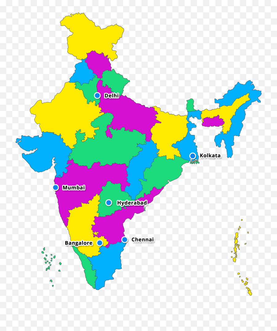 India Telecom Map Colorful - Blank Map Of India Png,India Map Png