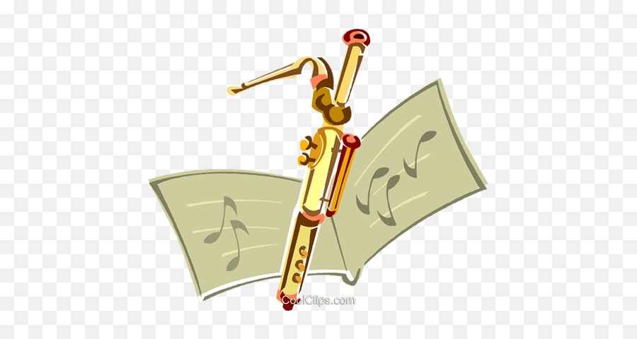 Bassoon With Sheet Music Royalty Free Vector Clip Art - Fagott Clipart Png,Bassoon Png