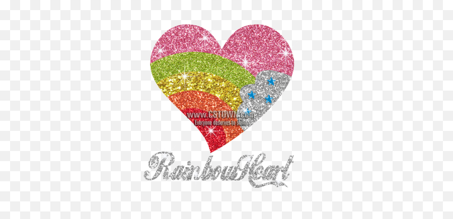 Glittery Rainbow Heart Hot - Fix Ironon Transfer Cstown Sparkly Png,Rainbow Heart Png