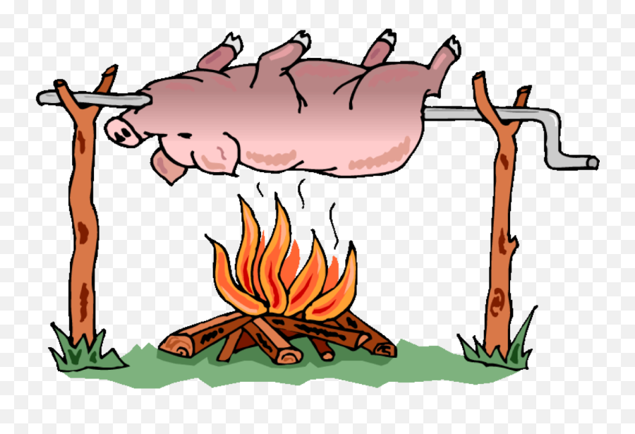 17th Annual Hog Roast - Pig On A Spit Clipart Full Size Roasting A Pig Drawing Png,Spit Png