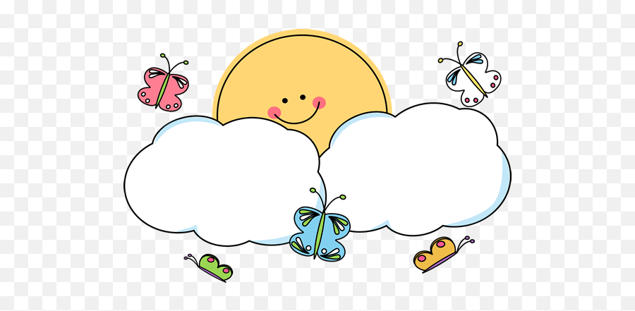 Butterflies And Sunshine Clip Art - Butterflies And Sunshine Sunshine And Butterflies Cartoon Png,Sun Shine Png