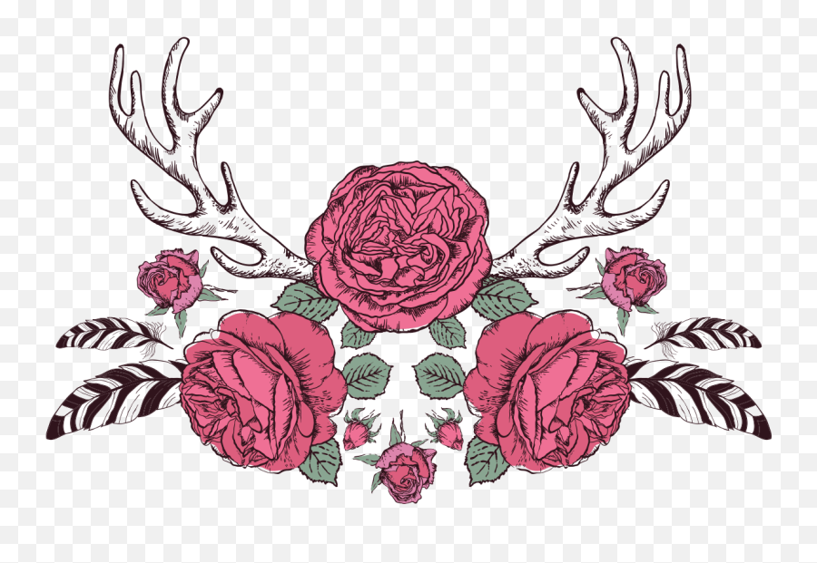 Flores Y Pajaritos Vintage - Tatouage Cerf Rose Png Rose,Vintage Roses Png