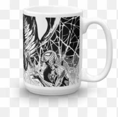 Venom And Spider - Man Face Off Mug Venom Spiderman Black White Png,Spiderman Face Png