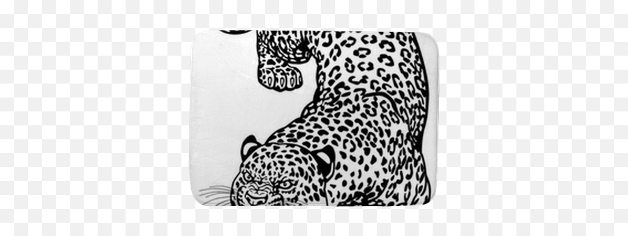 Bath Mat Leopard Black White Tattoo - Pixersus Black And White Leapord Tattoo Png,Snow Leopard Icon Set