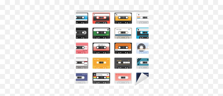 Wall Mural Vintage Cassette Icon Set Flat Design Style Vector - Tape Shutterstock Cassette Png,Vintage Icon Pack