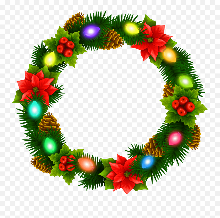 Corona De Flores Navidad Png - Christmas Wreath Clipart Transparent Background,Navidad Png