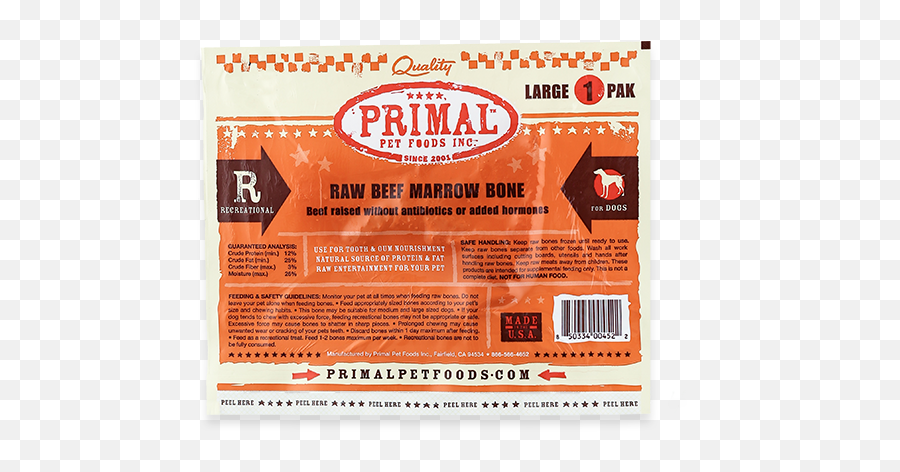 Raw Recreational Beef Marrow Bones - Large Primal Pet Foods Png,Bone Transparent