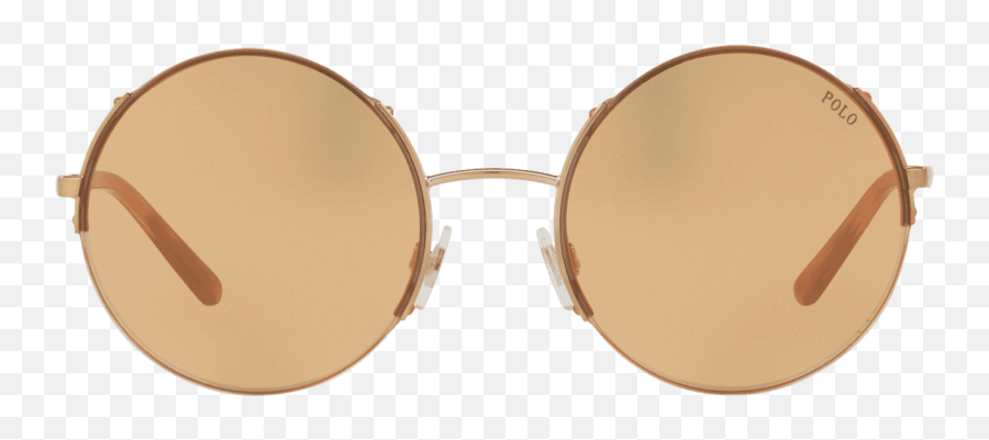 Half Rim Round Sunglasses In Shiny Rose Gold - Sunglasses Bronze Png,Round Sunglasses Png