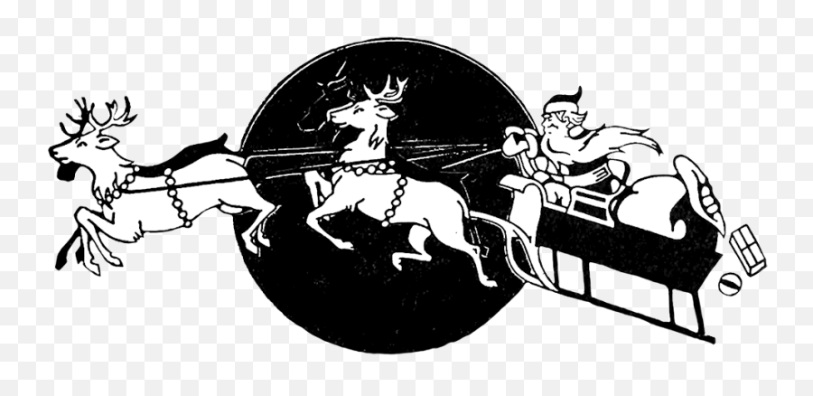 Charming Vintage Christmas Clip Art - Christmas Vintage Sleigh Deer Png,Transparent Christmas Clipart