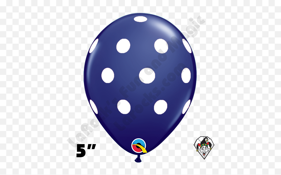 5 Inch Round Big Polka Dot Navy Blue Wwhite Dots Balloon Qualatex 100ct - Pink Polka Dot Balloons Png,White Dots Png