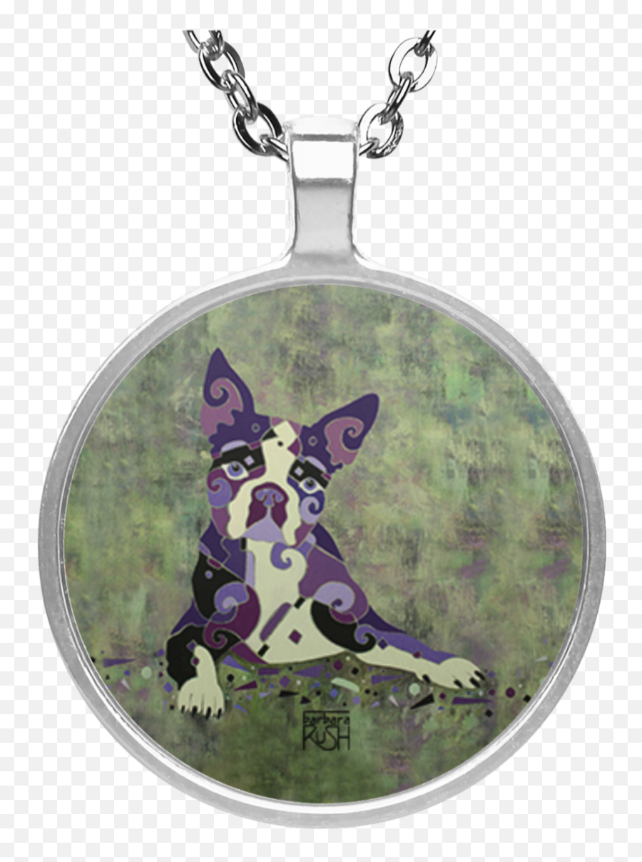 Boston Terrier Round Pendant Necklace - Necklace Png,Boston Terrier Png