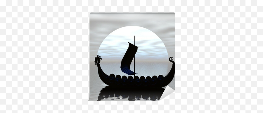 Viking Ship Silhouette Wall Mural - Silhouette Viking Ship Png,Boat Silhouette Png