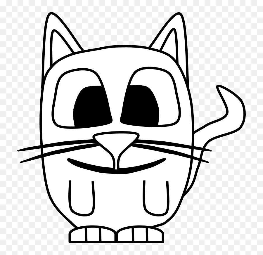 Download Hd Cat Kitten Big Eyes Black And White Cartoon - Dot Png,Big Eyes Png