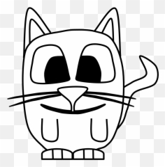 Download Hd Cat Kitten Big Eyes Black And White Cartoon - Dot png