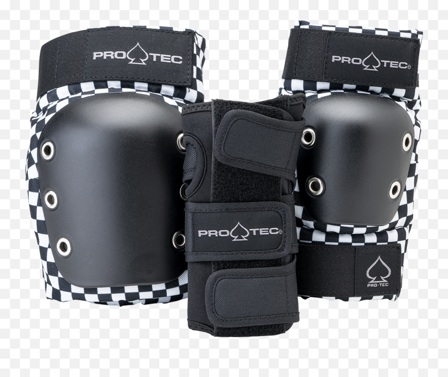 Pro - Tec Jr Street Gear Youth Padset Checkered Bmx Pads Pro Tec Street Jr 3 Pack Open Back Checker Png,Icon Elbow Pads