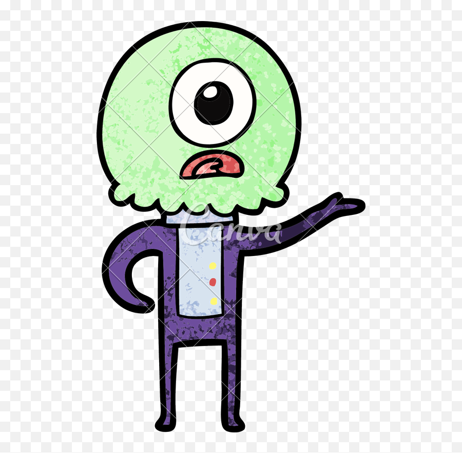 Cartoon Spaceman Explaining Icons By Canva - Cyclops Drawing Png,Cyclops Icon