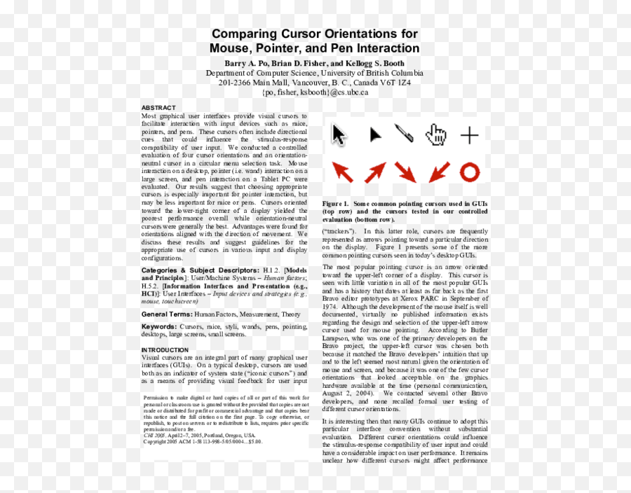 Pdf Comparing Cursor Orientations For Mouse Pointer And - Document Png,Mouse Pointer Transparent Background
