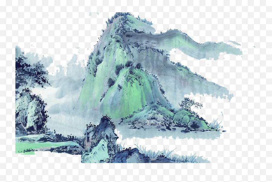 Download Hd China Chinese Painting - Chinese Mountain Snow Painting Png,Mountains Transparent