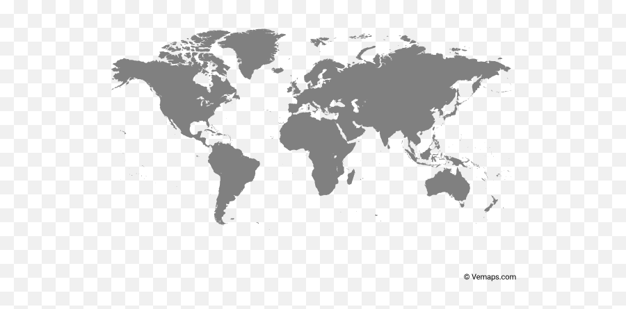 Grey Map Of The World - World Map Vector Png Grey,World Map Black And White Png