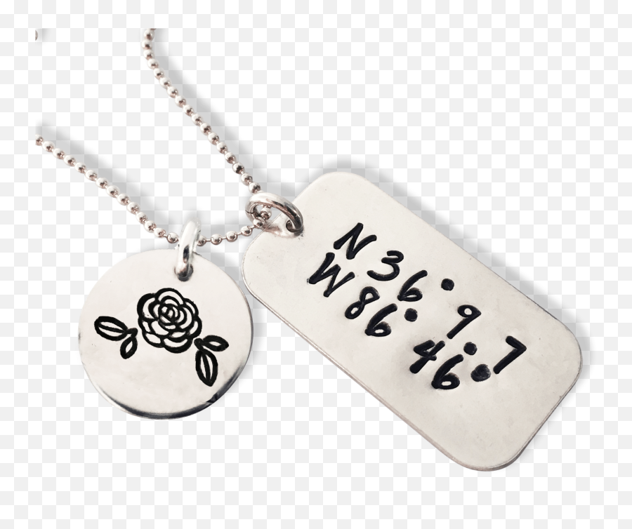 Sterling Mini Dog Tag Coordinate Necklace - Solid Png,Dog Tag Png