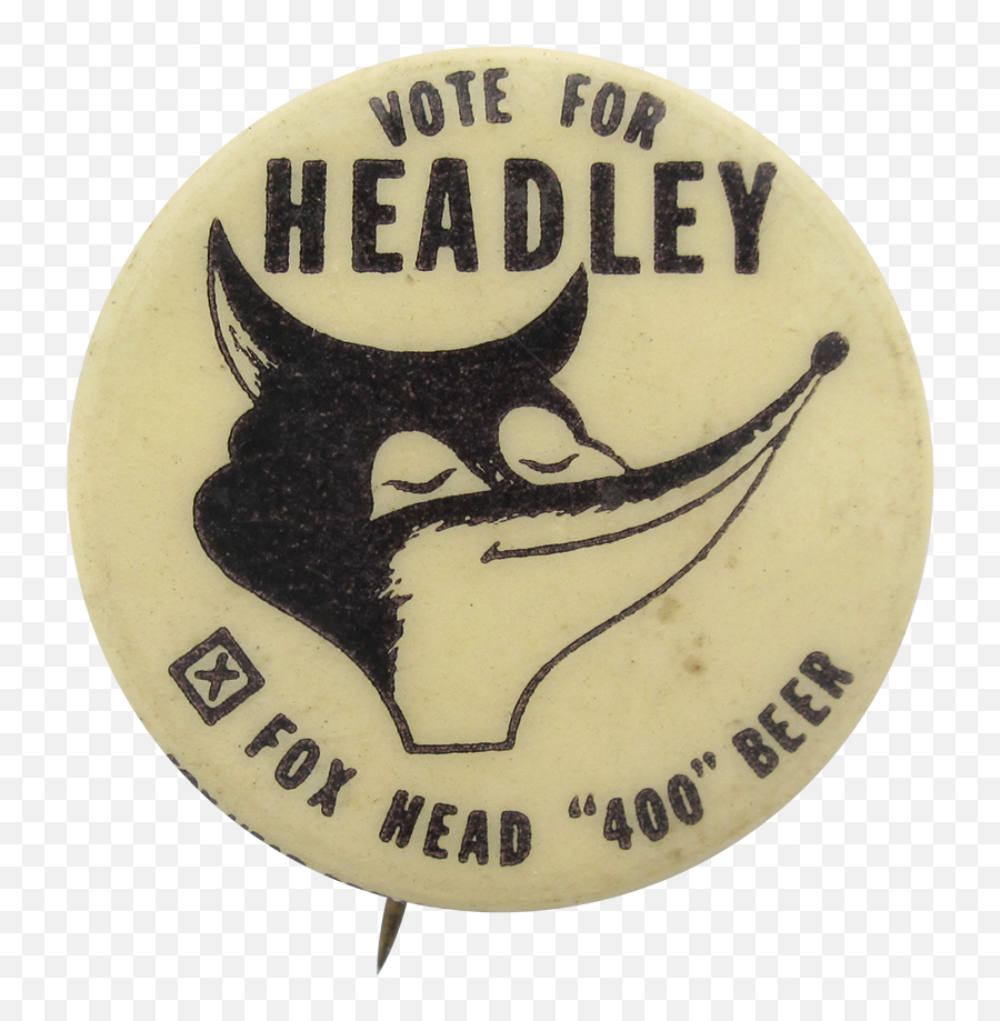 Headly Fox Head 400 Beer Busy Beaver Button Museum - Badge Png,Fox Head Png