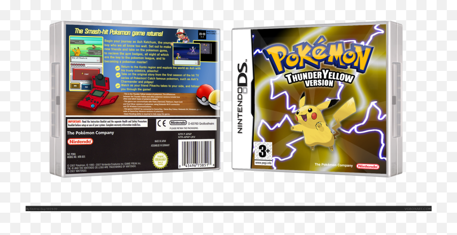 Viewing Full Size Pokemon Thunder Yellow Version Box Cover - Cartoon Png,Gamefreak Logo