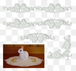 Lace Border 4 Piece Set - FSL Embroidery Motif 14 Specialty by Sue Box Decorative png