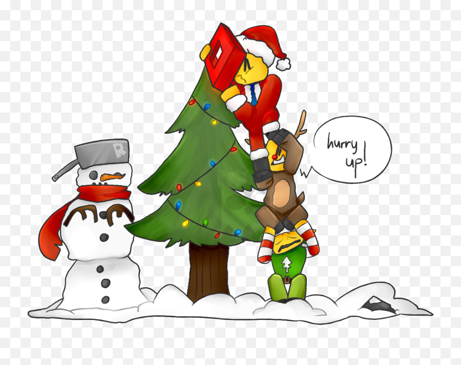 Cartoon Transparent - Roblox Noob With Christmas Hat Png,Roblox Noob Transparent