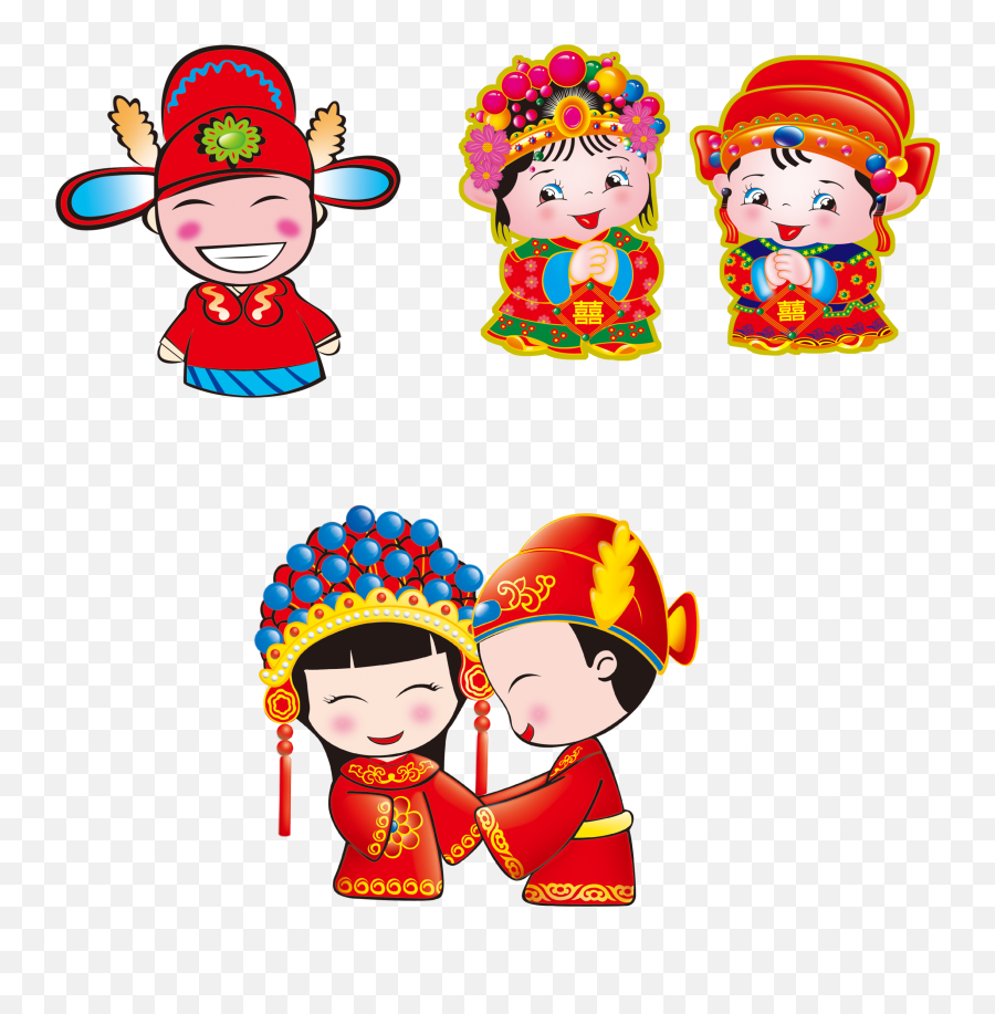 Download Hd Clipart Hat Chinese New Year - Chinese Wedding Chinese Wedding Cartoon Png,New Years Hat Transparent