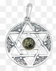 Star Of David Pendant Amber Judaica - Locket Png,Star Of David Png