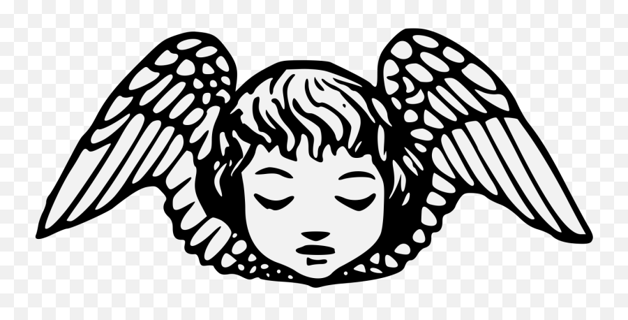 Cherub - Traceable Heraldic Art Angel Face With Wings Png,Cherub Png