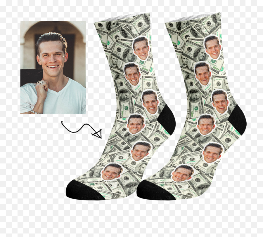 Custom 100 Dollar Bill Face Socks - Sock Png,100 Dollar Bill Png