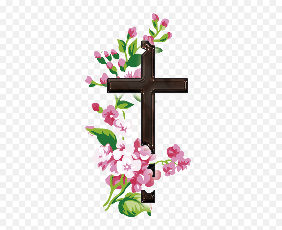 Download Hd Flower Cross Png Jpg Free Library - Cross Cross With Flowers Clipart,Free Cross Png