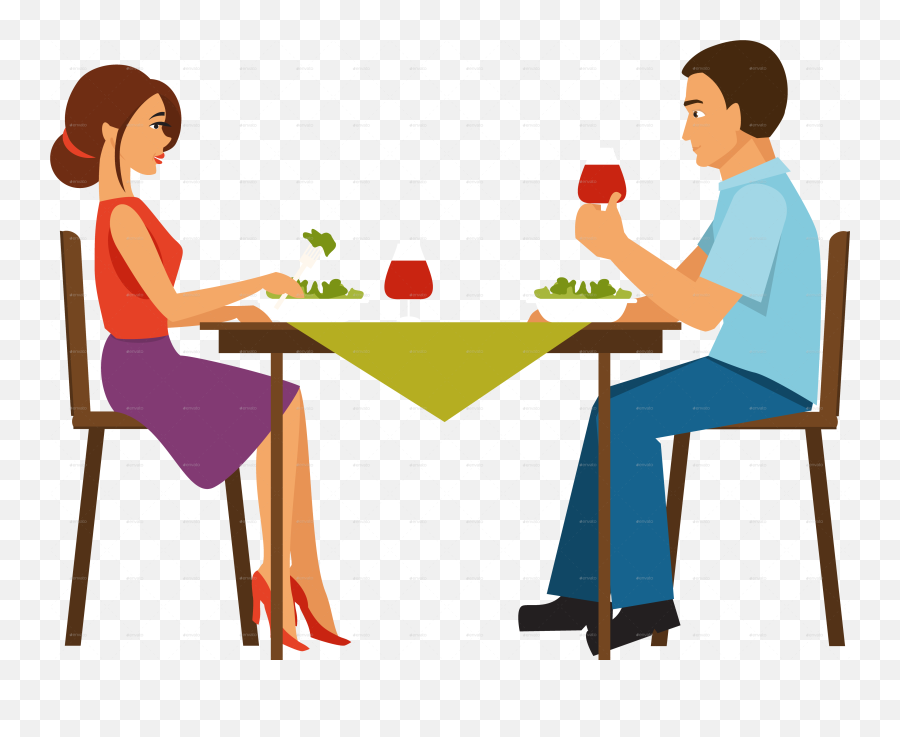 Having Dinner - Cartoon Couple Eating Dinner Png,Eating Png