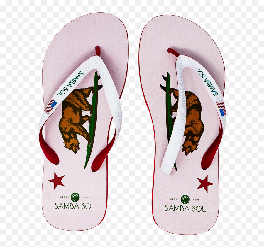 Samba Sol Menu0027s Beach Collection Flip Flops - California Bear New California Republic Flag Png,California Bear Png