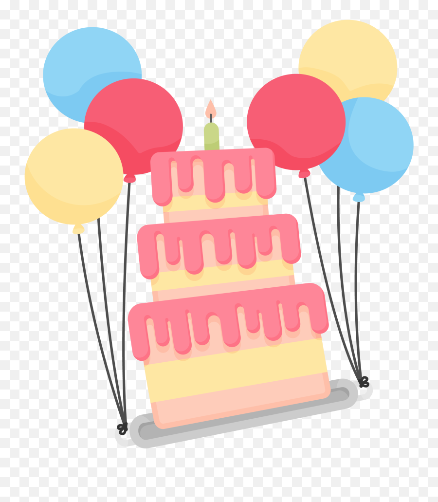 Clipart Balloon Birthday Cake - Transparent Background Balloons And Cake Clip Art Png,Birthday Cake Clipart Transparent Background