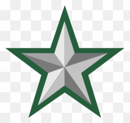 Silver Star With Green Border 2 - Transparent png
