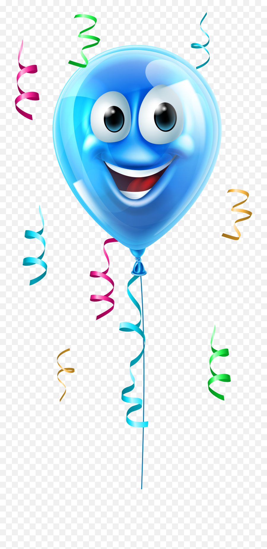 Balloon Emoji Png - Cartoon Balloon With Face Transparent Blue Balloon Cartoon Free,Birthday Emoji Png