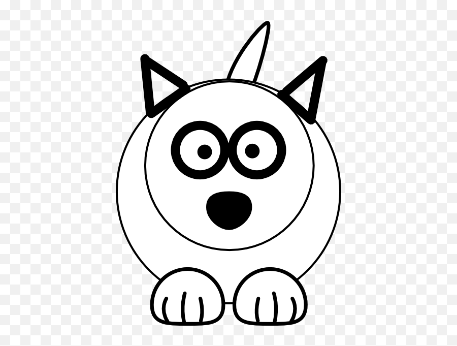Black And White Wolf Clip Art - Vector Clip Art Cartoon Dog Clipart Black And White Png,White Wolf Png