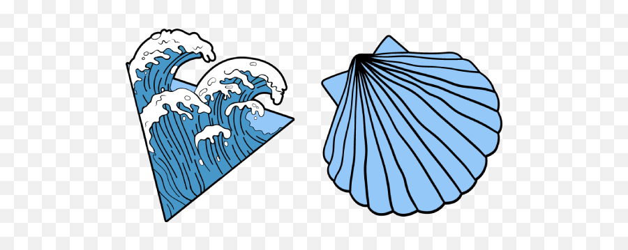 Vsco Girl Ocean Waves And Shell Cursor U2013 Custom - Great Scallop Png,Ocean Waves Transparent
